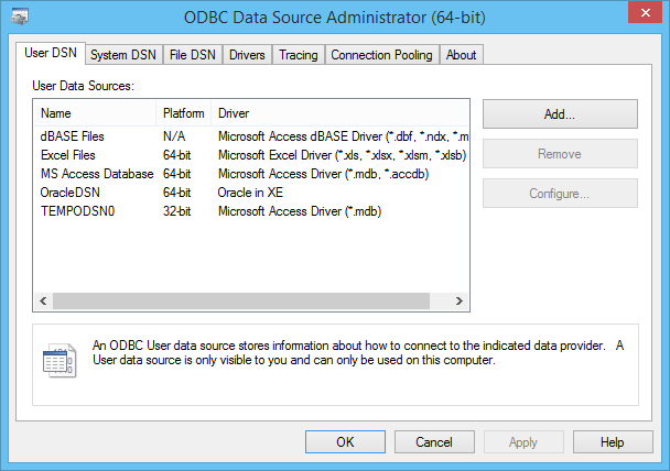 ODBC Data Source 64-Bit