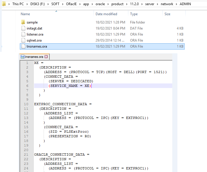 tnsnames.ora file